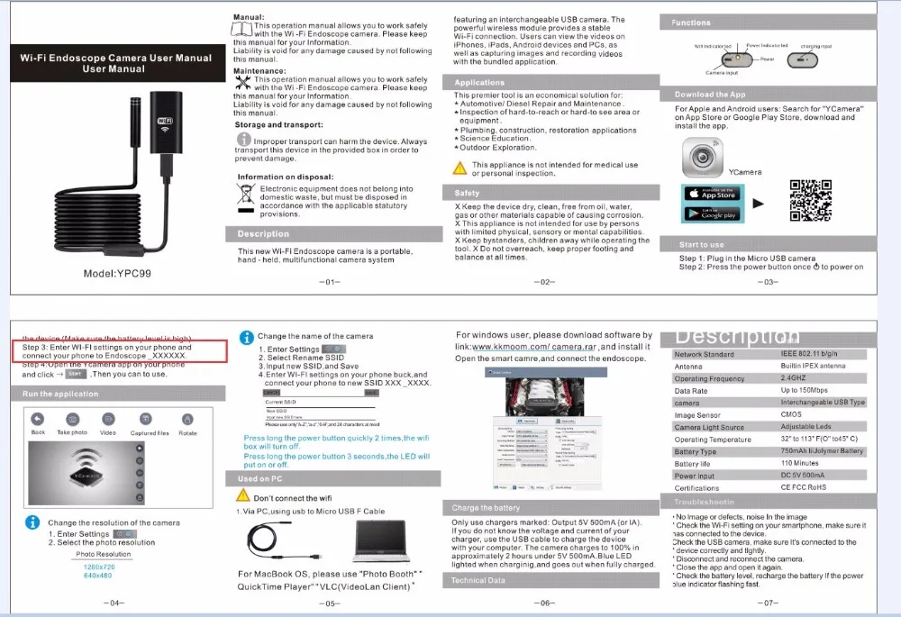 Беспроводной мини WiFi Водонепроницаемый 1 м 2 м 5 м WiFi HD 720 P 8 мм обследование при помощи бороскопа, эндоскопа Камера для iOS iPhone Android телефон 1 м