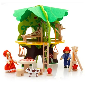 

3D Children Wooden Toys DIY Tree House Disassembled Assembled Model Educational Toys Scene Play House Game