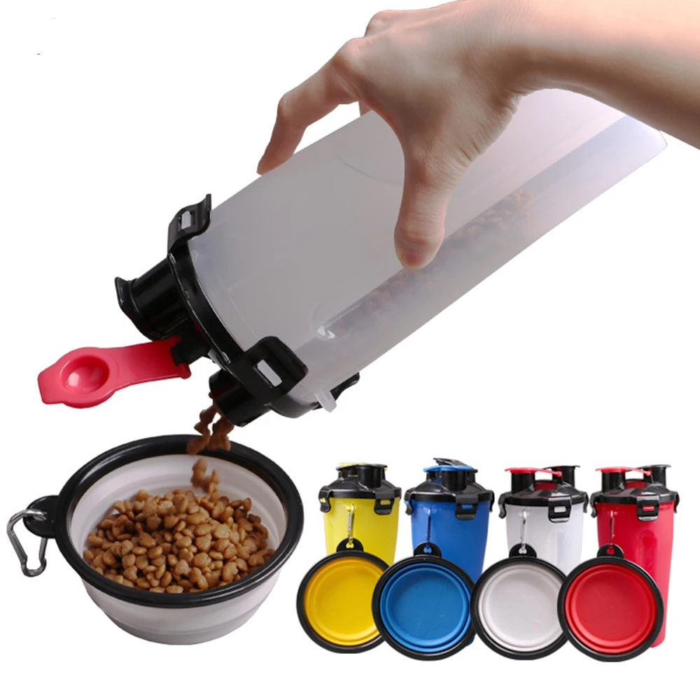 Dog Pet Feeder 2 in 1 Water and Food Outdoor Dog Water Bottle Pet Bowls