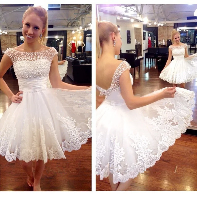 2017 nueva blanco/de marfil cortos vestidos de novia de las novias