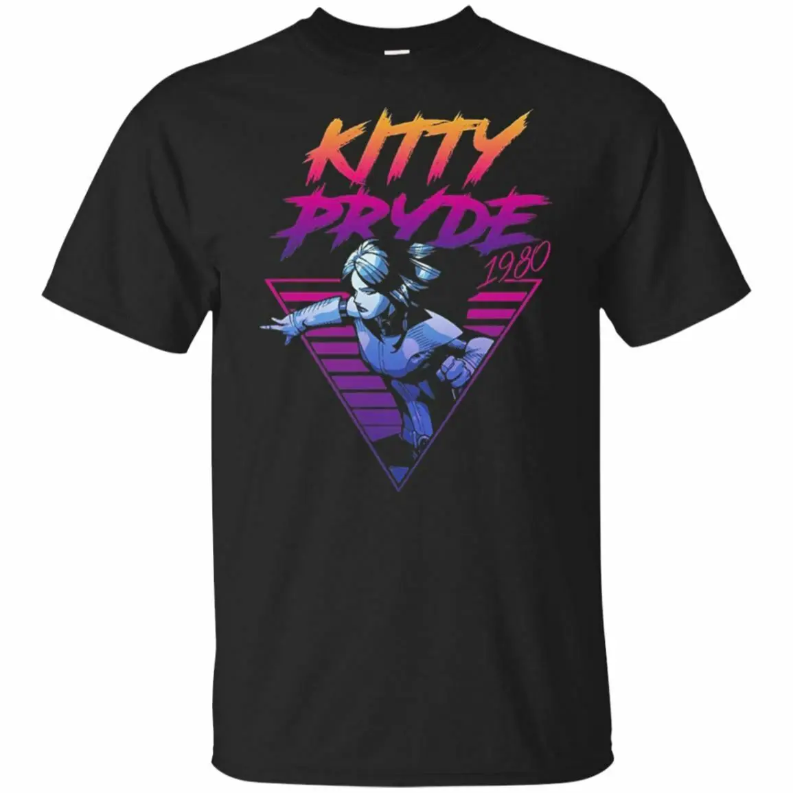 

Marvel X-Men Kitty Pryde Retro Neon Triangle Graphic TShirt Black-Navy Men-Women T Shirt Summer Famous Clothing