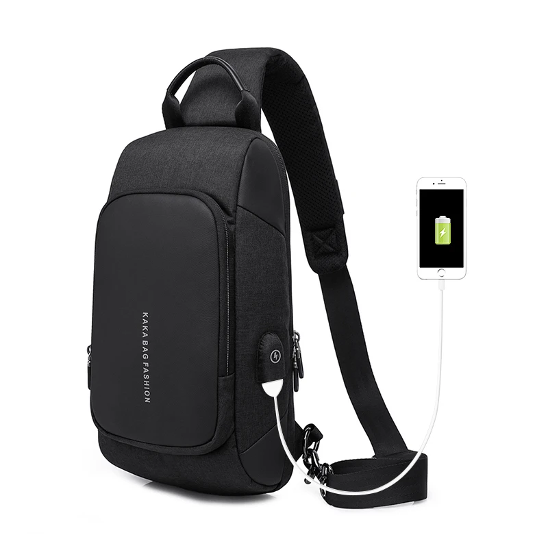 

large capacity usb charging business single shoulder bag waterproof men's travel bag chest bag casual messenger crossbody bag