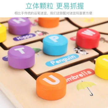 

Multi-Function Wooden Math Around Bead Maze Letters Recognition Abacus Clock Location-finding cognitive board Learning Educatio