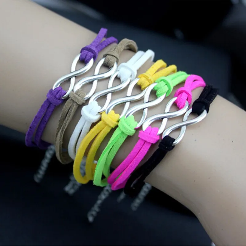Silver Plated Leather Infinity Bracelet 8 Women Charm Bangle leather bracelet fashion bracelet fashion jewelry
