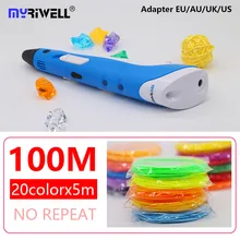 Myriwell 3d Ручка abs 1,75 мм нить 3d печатная ручка 3 d Ручка diy живопись инструменты умная 3D печать Ручка-паяльник с нитью 100 м