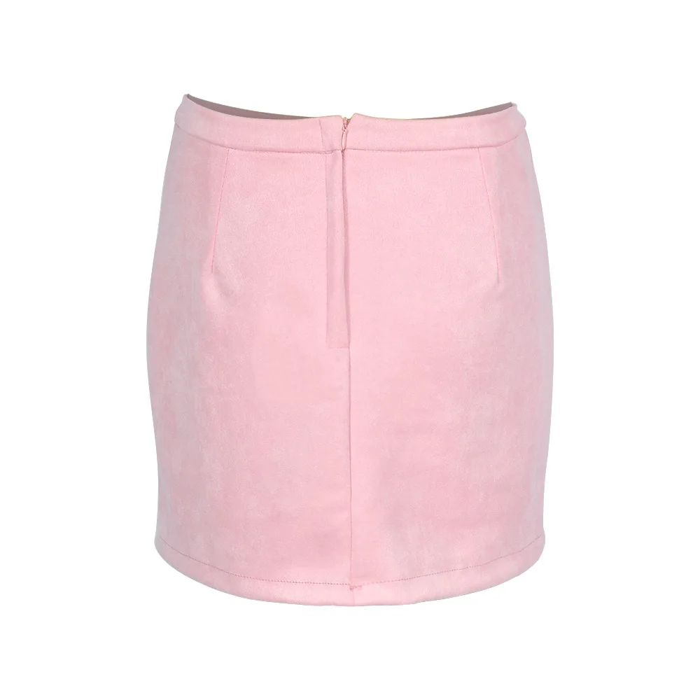 DANJEANER элегантные женские летние юбки с высокой талией однобортные однотонные тонкие трапециевидные замшевые кожаные мини-юбки Jupe Femme