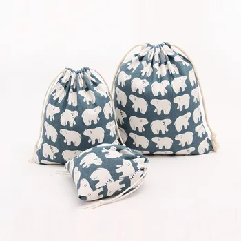 

Cartoon Cotton Drawstring Bag Girl Festival Gift Candy Packaging Bags Cute Big Polar Bear Bags Women Travel Storage Coin Purse