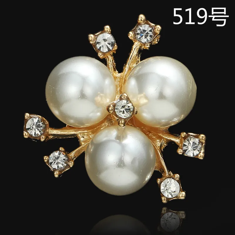 

50PCS 20mm Gold/Silver Color Imitation Pearl Crystal Flower Charms Pendants for Earring Bracelet Choker Necklace Jewelry Making