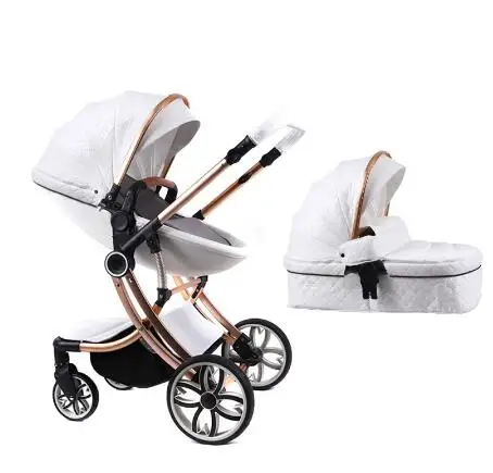 VOONDO 2-1 high view детская коляска, лежащая и складная, высокая и портативная на вид, двусторонний амортизатор для новорожденных 0-4 месяцев