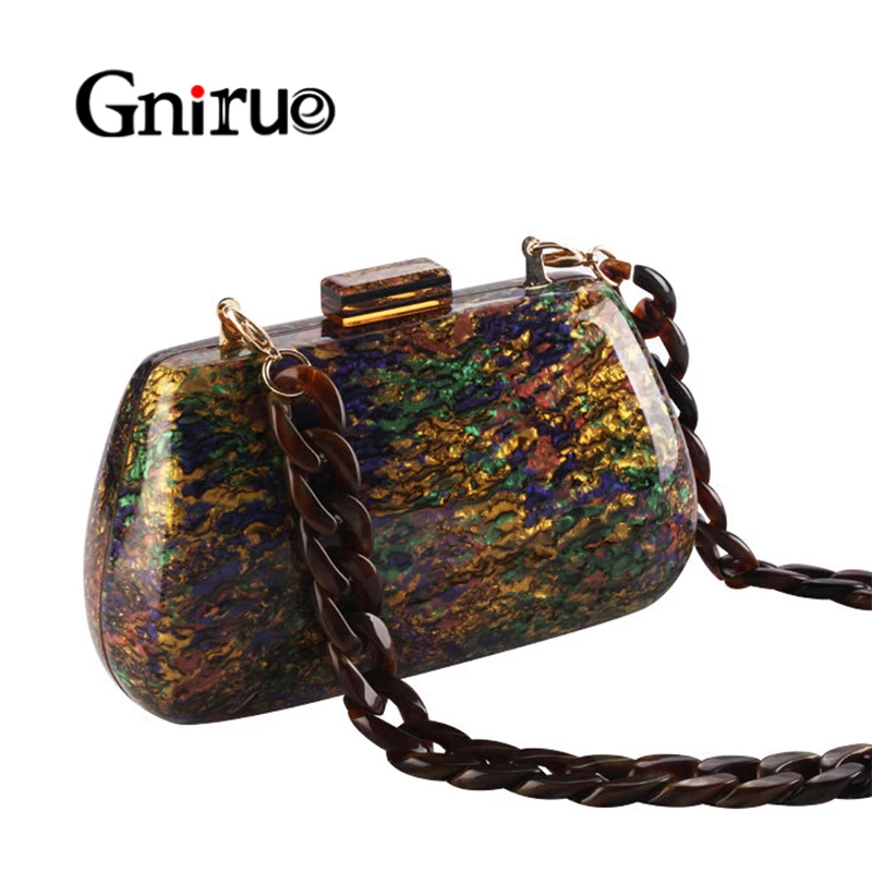 New Fashion Colorful Acrylic Bags Luxury Women Messenger Bags Elegant