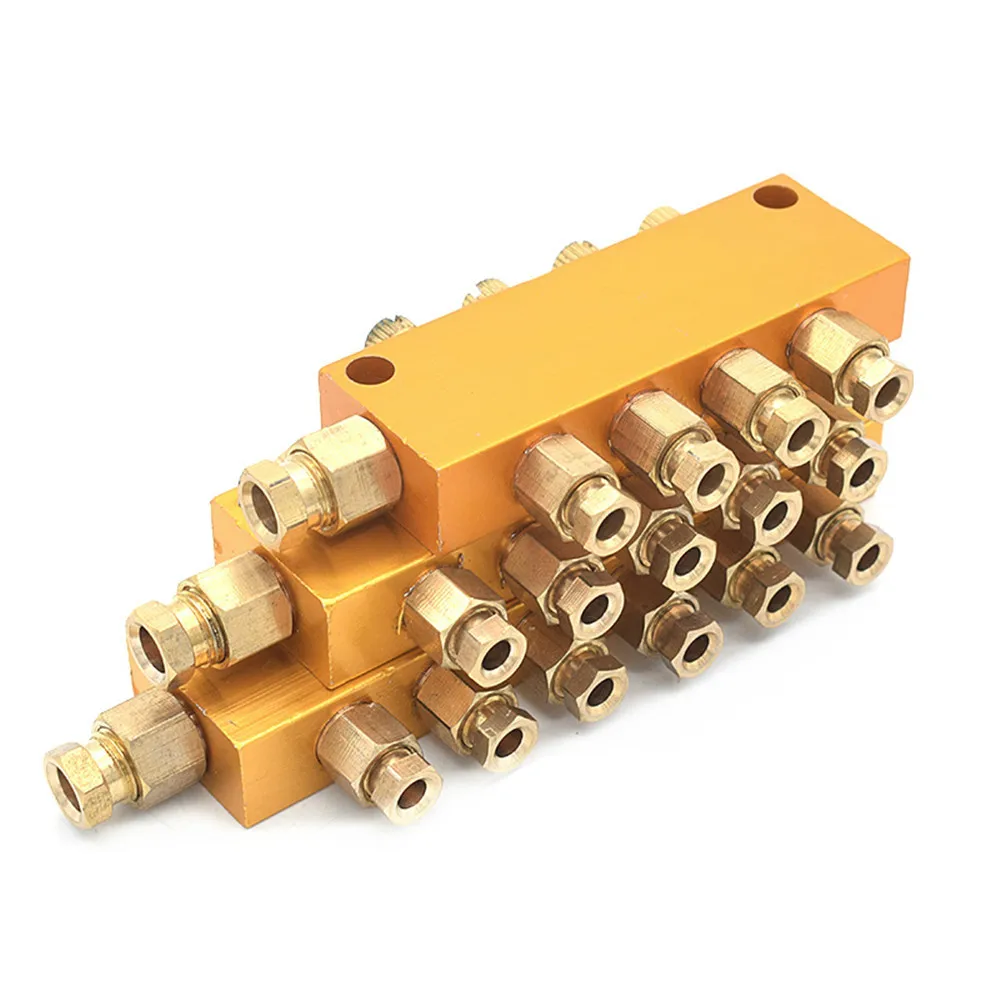 lubrication valve Brass Adjustable Lube Oil Distributor Value Manifold Block 2/3/4/5/6/7/8/9/10 Way