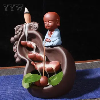 

Buddhist Decor Ceramic Backflow Incense Holder Burner Inserted Stick Burner Creative Home Censer Aroma Burner Smoke Waterfall