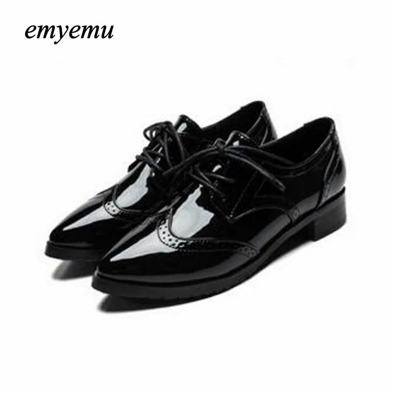 

New Women Platform Flats spring Autumn High Quality Oxfords Solid Plain PU Leather Creepers Casual Oxford Shoes Woman big size