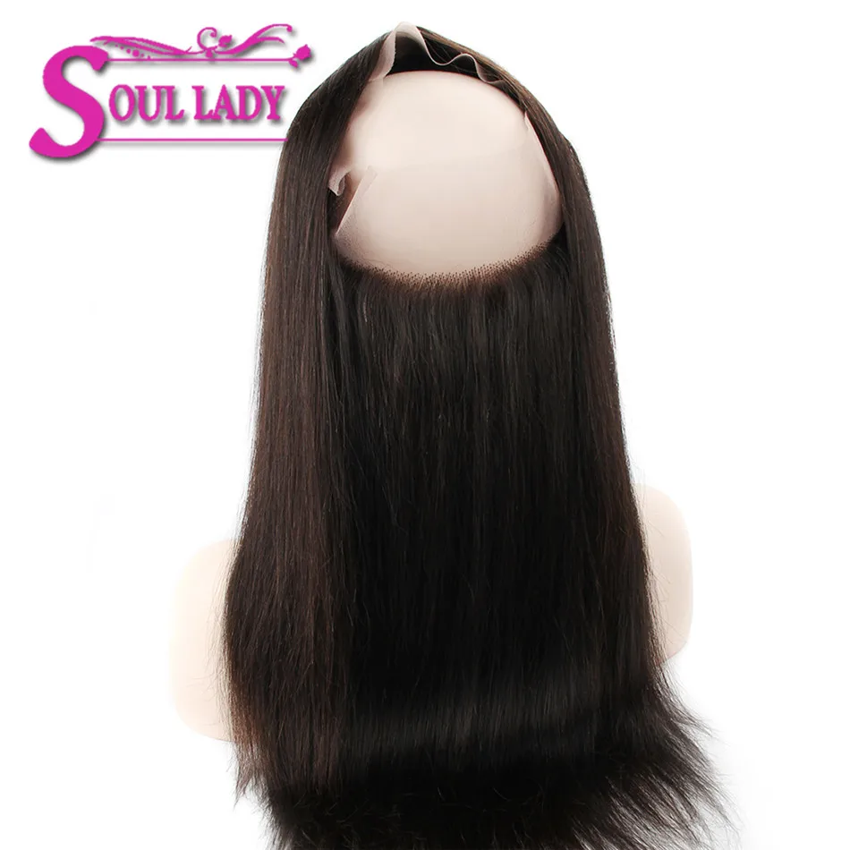

Soul Lady pre plucked 360 Lace Frontal Brazilian Straight Human Hair Free Part Closure Swiss Lace Remy Hair 1 Piece 10-20inch
