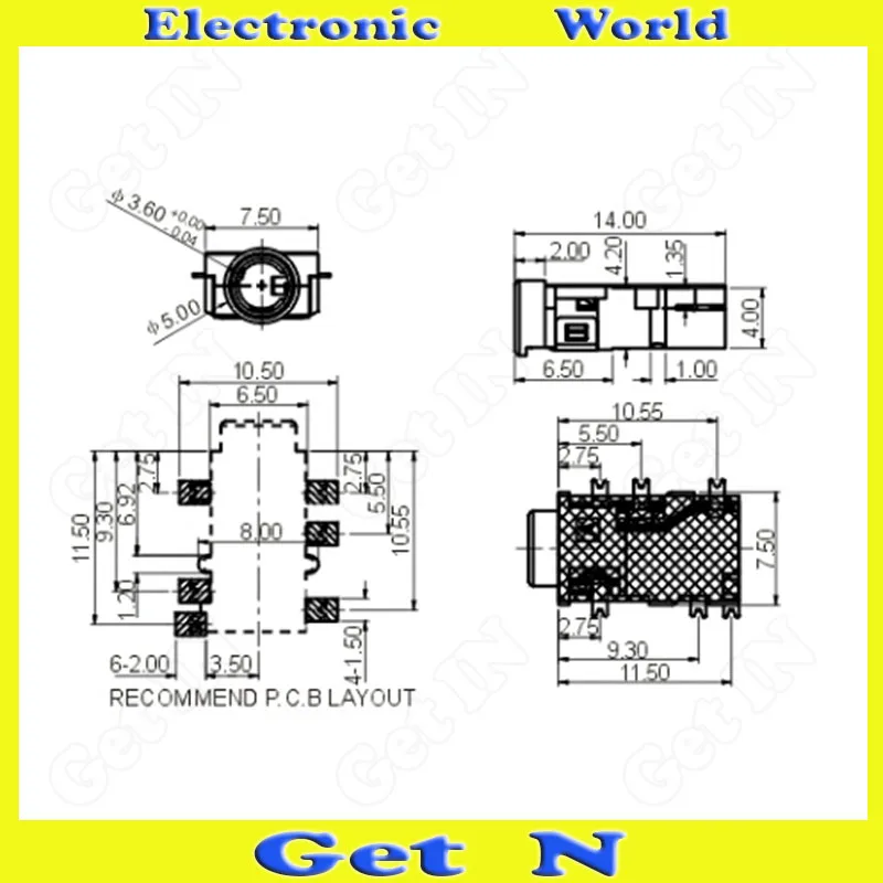 50pcs Gold plated copper 2 5mm 3 pole with Belt clip Plug Male Headphone Jack Audio Connector For 4mm Cable Adapter