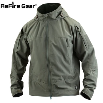 

ReFire Gear Spring Waterproof Tactical Jacket Men Military Style Soft Shell Hooded Coat Army Clothes Outerwear Windproof Jacket