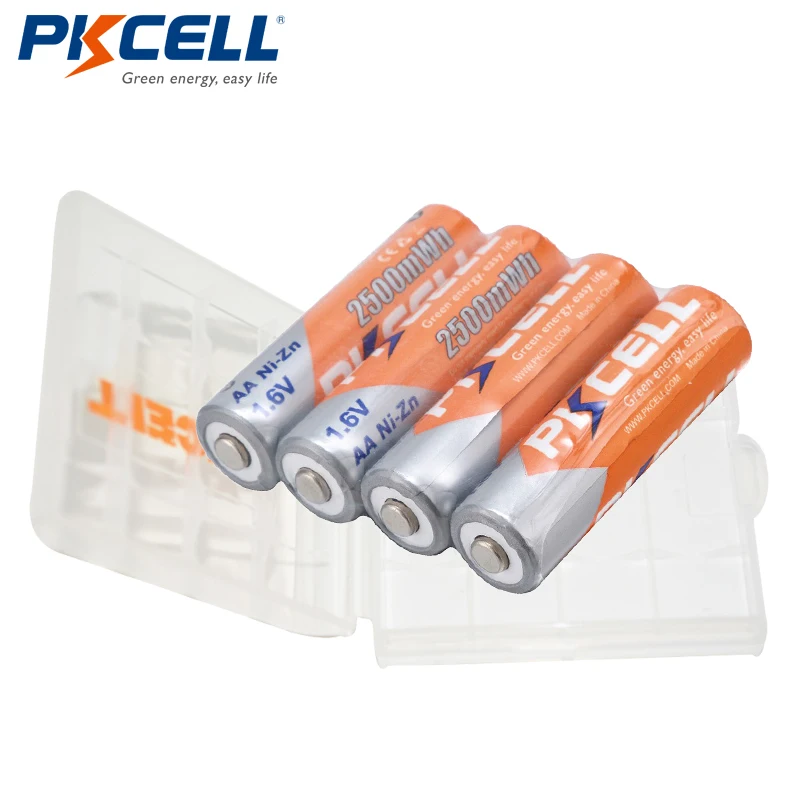 PKCELL 4 Pcs Ni Zn 2500mWh Bateria AA Batteries 1.6V Nickel Zinc AA