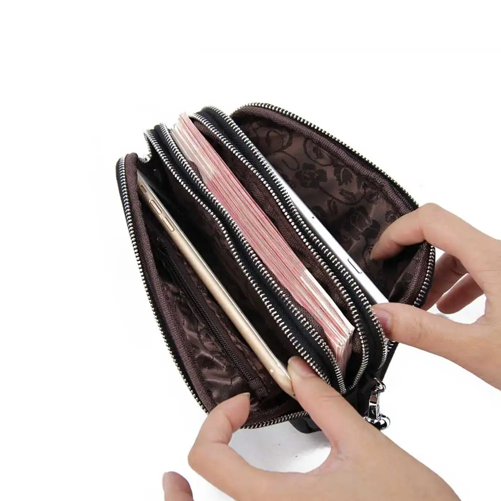 

New fashion cowhide Cell phone bag Litchi pattern pattern Multifunction zipper ladies clutch purse