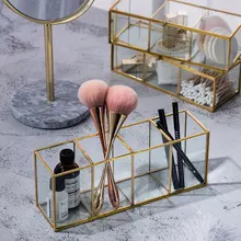 Luxury Clear Glass Makeup Box Cosmetic Storage Box Makeup Brushes Organizer Pencil Lipstick Holder Makeup Tools Organizer Case