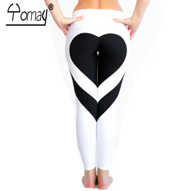 Yoway сексуальные штаны для йоги с сердцем женские Лоскутные Леггинсы пуш-ап спортивные женские леггинсы для фитнеса бега брюки - Цвет: color1