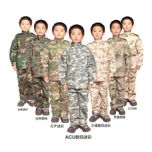 Детские летние лагеря CS армия камуфляж тренировочная одежда длинный рукав; рубашка и штаны, комплекты детские топы куртка Спортивные Штаны Костюмы