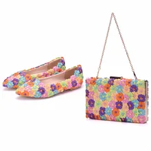 Женские свадебные туфли на плоской подошве с цветком и блестящими кристаллами; женские клатчи на плоской подошве; женская обувь для вечеринок