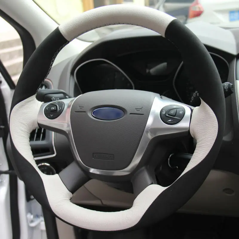 Топ Кожаный руль ручной стежки на обертывание чехол для Ford Focus 3 2012- KUGA Escape 13-16