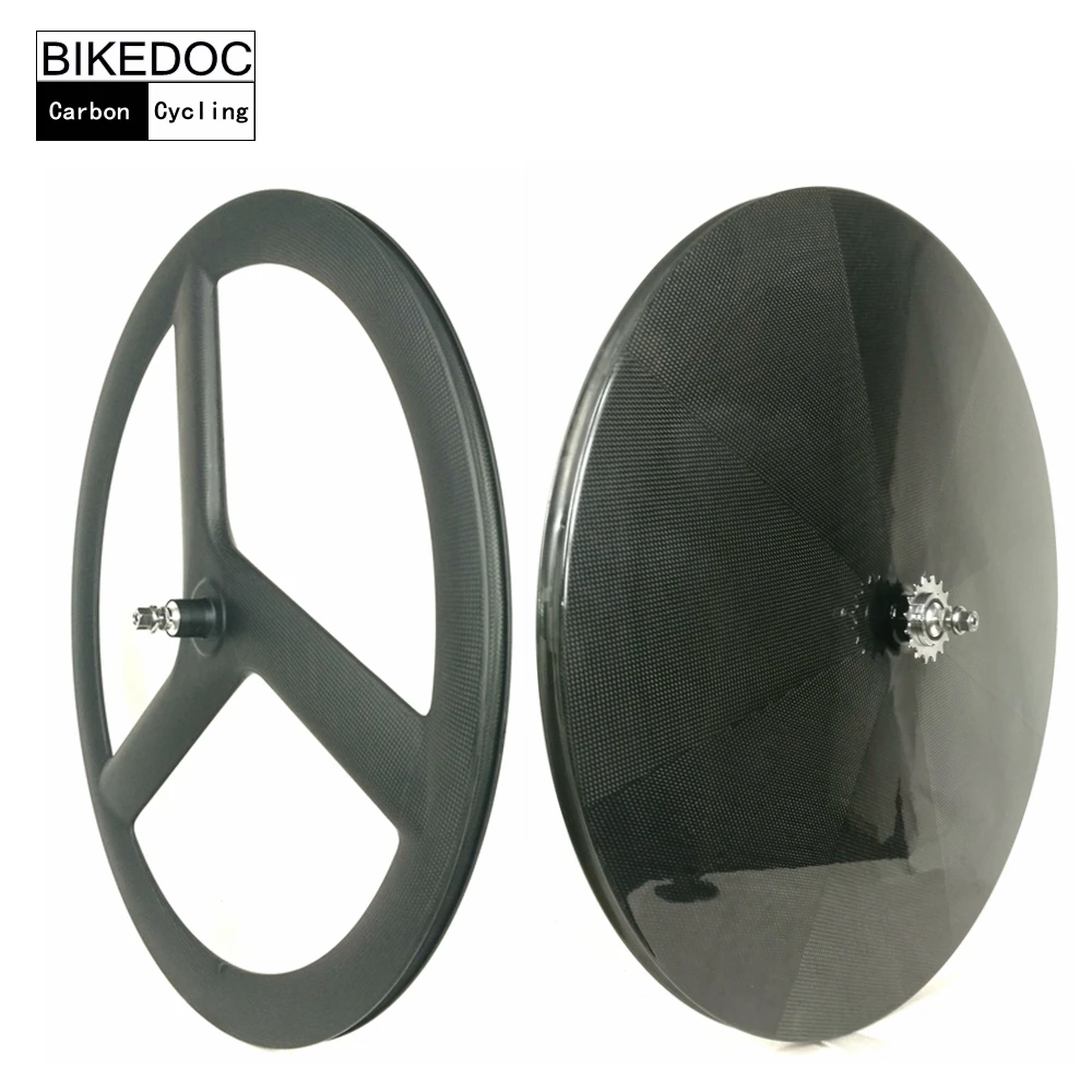 BIKEDOC 700c переднее 3 спицевое колесо задний карбоновый диск WheelT700 Fixie Wheel /Track set /Road Bike