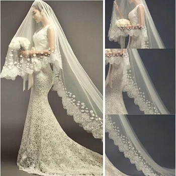 

New Luxury Wedding Veil with Long Train Appliques 3M White/Ivory Wedding Accessories Wedding Dress Elegant Bridal Veils