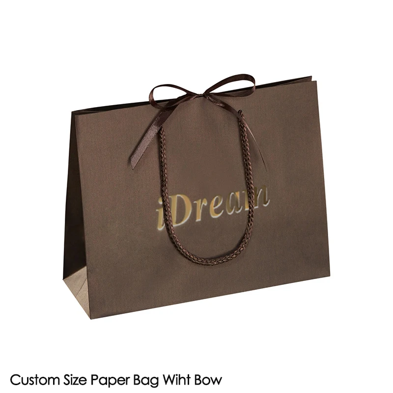 

Custom Luxury Gold Foil Logo Hot Stamping Jewelry Paper Bag With Your Own Logo