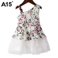 A15 платье для девочек вечерние и свадебные Летняя Новинка г. платье с цветочным узором для девочек белые детские платья для девочек на день рождения От 3 до 6 лет 8 лет
