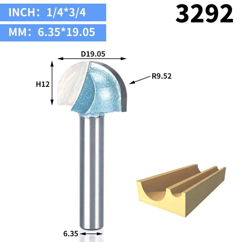 HUHAO 1 шт. 1/" 1/4" хвостовик двойная фреза для отделки кромки биты для дерева промышленного класса Коув коробка бит деревообрабатывающий Концевая мельница miiling cutter - Длина режущей кромки: 3292