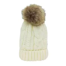 Модная женская флисовая зимняя теплая шапка шапочка Помпон Мяч однотонная бейсболка вязаная шапочка крученая Лыжная Шапка Осенняя Повседневная Женская подарок