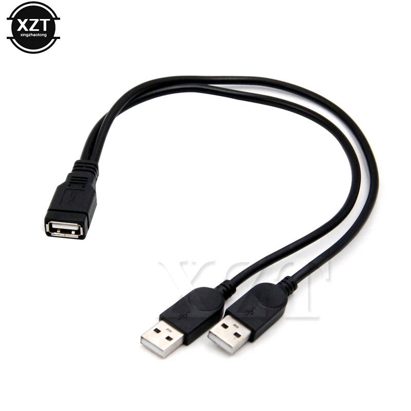 1pcs 2.0 Type Male 2 Double USB Female Y-Splitter Extension Cable newest black