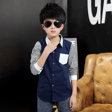 Весенние рубашки для мальчиков год хлопковая рубашка с длинными рукавами для мальчиков повседневные рубашки в полоску для детей от 3 до 14 лет одежда для детей