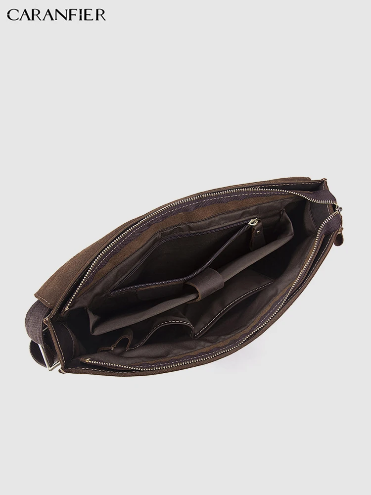 CARANFIER رجل حقيبة خمر جلود الأبقار الأصلية جودة الكتف Crossbody أكياس الأعمال الترفيه المحمولة حقيبة ساعي