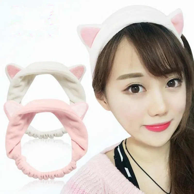 Hot Sale Women Headband Velvet Washing Face Hairband Elastic Cute Cat
