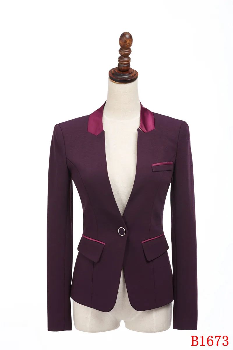 Новый стиль 2018 Формальные женские деловые костюмы с юбкой и курткой Наборы Фиолетовый Блейзер Женская рабочая одежда офисная форма дизайн