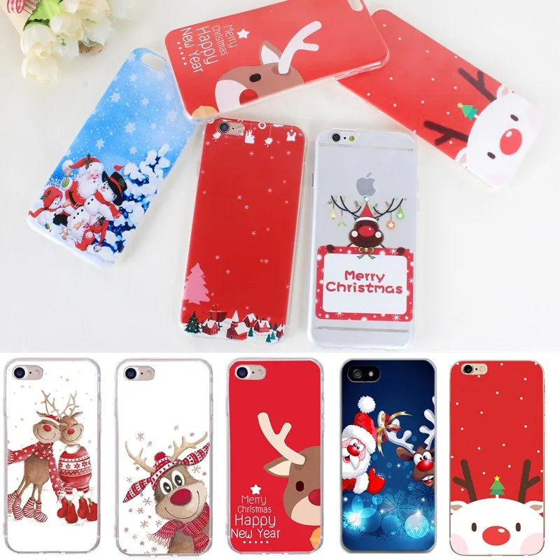 

Santa Christmas Phone Case For Cover iphone 8 8plus Silicon Cartoon 360 Protector For apple iphone xs max 6s 6 7 se 5s 5 Cover