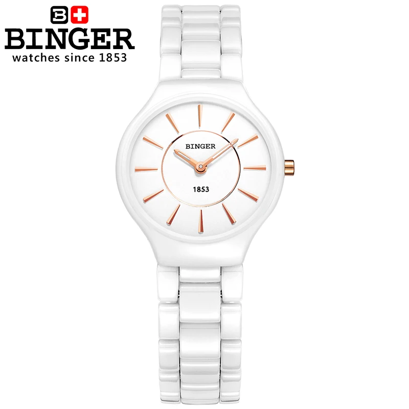 Модные стильные швейцарские Бингер керамические кварцевые часы для женщин люксовый бренд женские наручные часы водонепроницаемые часы B8006-2 - Цвет: Item 3