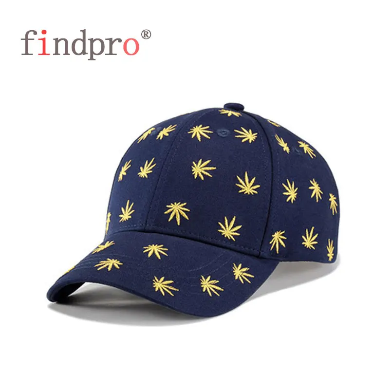 Findpro новые модные головные уборы для мужчин и женщин хлопок Swag вышивка кленовый лист кепка хип хоп сорняки бейсболка с регулируемым размером s