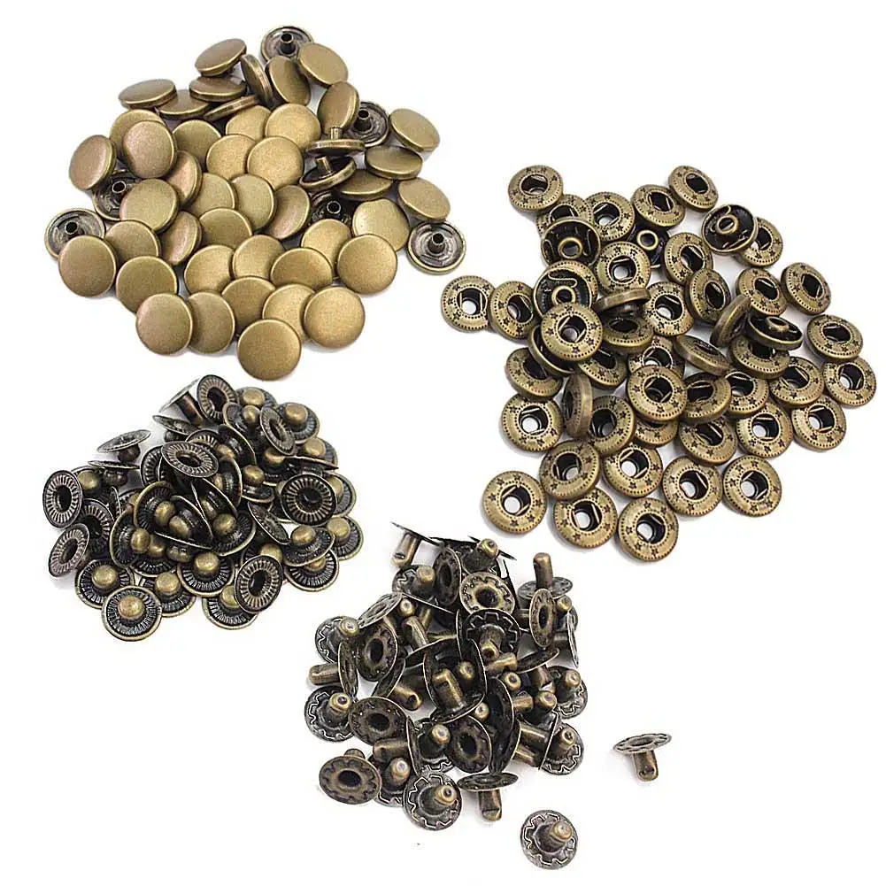 50x 12mm Bronze Snap Metal Fastener Press Buttons Sewing Accessories