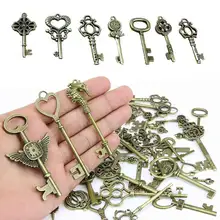 Rétro 40 pièces/lot Antique Vintage vieux look orné squelette clés Lot pendentif fantaisie coeur collier bricolage suspendus bijoux décoration