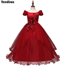 Платья с цветочным узором для девочек для свадебной вечеринки; Новинка г.; платье принцессы для подростков; детская вечерняя одежда; торжественные Детские платья для выпускного вечера