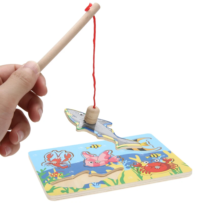 

3D Jigsaw Puzzle Toy Wooden Mini Magnetic Puzzle Fishing Game Jigsaw Puzzle Toy Educational Toys for Kids Gift