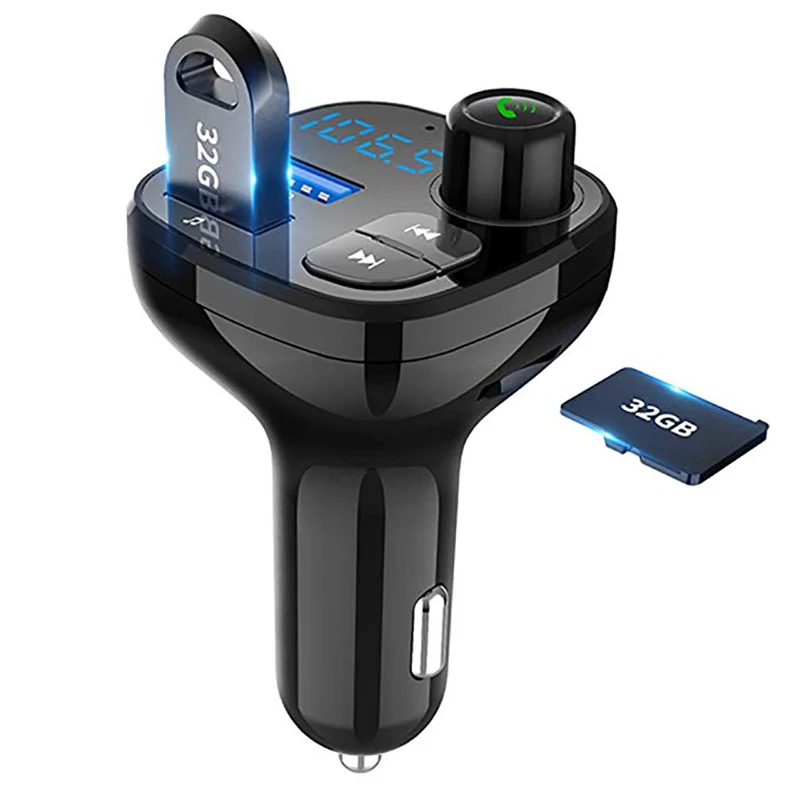 

Bluetooth Wireless Car Mp3 Player Handsfree Car Kit FM Transmitter A2DP 5V 3.1A USB LED Display QC3.0 Fast charge Car charger