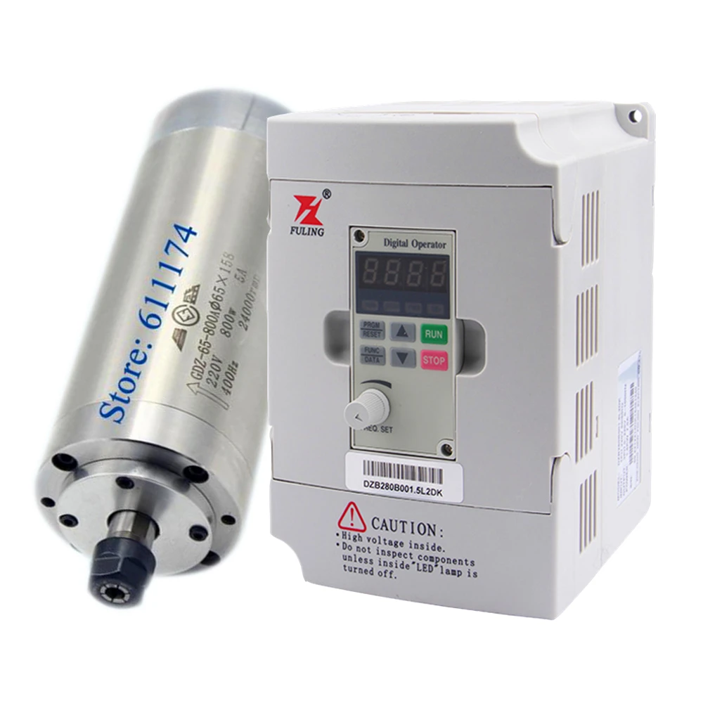 

Water Cooled Spindle Motor 800W ER11 65*158 AC220V & 1.5kw DZB280B001.5L2DK VFD inverter variable frequency driver