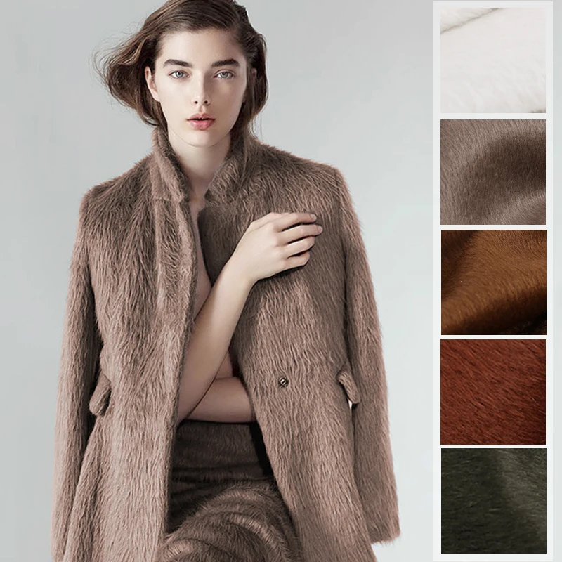

150CM Wide 850G/M Double Faced Thick White Brown Viscose Alpaca Wool Fabric for Autumn and Winter Outwear Overcoat E502