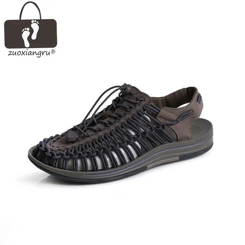 

Men Sandals Split Leather Men Beach Roman Sandals Brand Men Casual Shoes Flip Flops Men Slippers Sneakers Summer Shoes