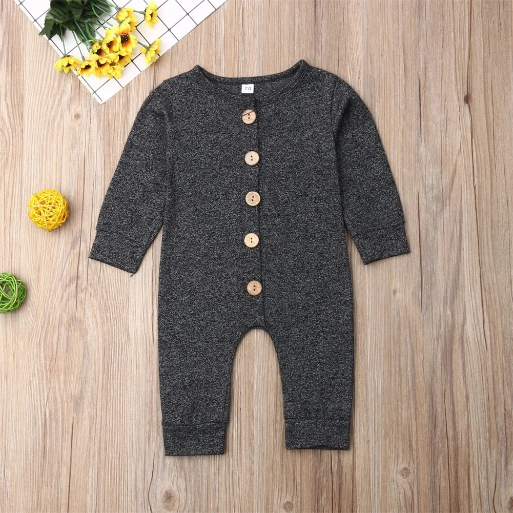 Baby Romper Autumn Newborn Kids Baby Girls Boy Overall Solid Romper Outfits Jumpsuit Size 0-24M